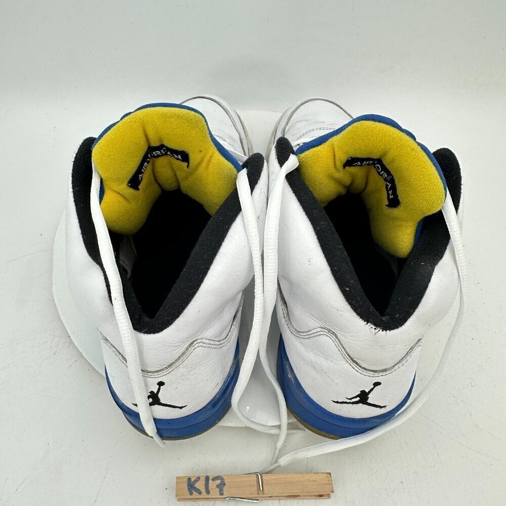Nike Air Jordan 5 V Men Size 10.5 136027-189 Laney White Blue Yellow Shoes - Picture 9 of 11